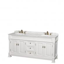 Wyndham Collection WCVTRAD72DWHCMUNOMXX - Andover 72 Inch Double Bathroom Vanity in White, White Carrara Marble Countertop, Undermount Oval