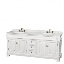 Wyndham Collection WCVTRAD80DWHCMUNOMXX - Andover 80 Inch Double Bathroom Vanity in White, White Carrara Marble Countertop, Undermount Oval