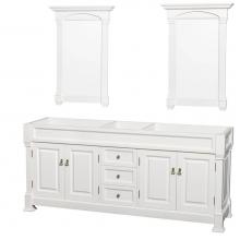 Wyndham Collection WCVTRAD80DWHCXSXXM28 - Andover 80 Inch Double Bathroom Vanity in White, No Countertop, No Sink, and 28 Inch Mirrors