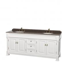 Wyndham Collection WCVTRAD80DWHIBUNOMXX - Andover 80 Inch Double Bathroom Vanity in White, Imperial Brown Granite Countertop, Undermount Ova