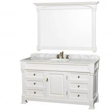 Wyndham Collection WCVTRAS60SWHCMUNDM56 - Andover 60 Inch Single Bathroom Vanity in White with White Carrara Marble Countertop, Undermount O