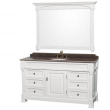 Wyndham Collection WCVTRAS60SWHIBUNOM56 - Andover 60 Inch Single Bathroom Vanity in White, Imperial Brown Granite Countertop, Undermount Ova