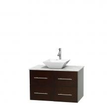 Wyndham Collection WCVW00936SESCMD2WMXX - 36 inch Single Bathroom Vanity in Espresso, White Carrara Marble Countertop, Pyra White Porcelain