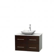 Wyndham Collection WCVW00936SESCMGS3MXX - 36 inch Single Bathroom Vanity in Espresso, White Carrara Marble Countertop, Avalon White Carrara