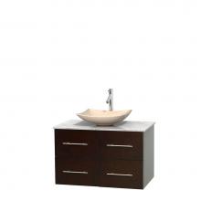 Wyndham Collection WCVW00936SESCMGS5MXX - 36 inch Single Bathroom Vanity in Espresso, White Carrara Marble Countertop, Arista Ivory Marble S