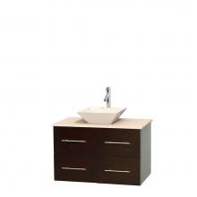 Wyndham Collection WCVW00936SESIVD2BMXX - 36 inch Single Bathroom Vanity in Espresso, Ivory Marble Countertop, Pyra Bone Porcelain Sink, and