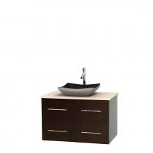 Wyndham Collection WCVW00936SESIVGS1MXX - 36 inch Single Bathroom Vanity in Espresso, Ivory Marble Countertop, Altair Black Granite Sink, an