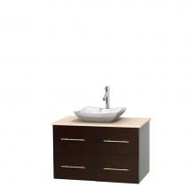 Wyndham Collection WCVW00936SESIVGS3MXX - 36 inch Single Bathroom Vanity in Espresso, Ivory Marble Countertop, Avalon White Carrara Marble S