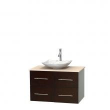 Wyndham Collection WCVW00936SESIVGS6MXX - 36 inch Single Bathroom Vanity in Espresso, Ivory Marble Countertop, Arista White Carrara Marble S