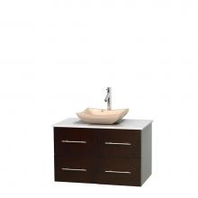 Wyndham Collection WCVW00936SESWSGS2MXX - 36 inch Single Bathroom Vanity in Espresso, White Man-Made Stone Countertop, Avalon Ivory Marble S