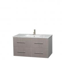 Wyndham Collection WCVW00942SGOCMUNSMXX - 42 inch Single Bathroom Vanity in Gray Oak, White Carrara Marble Countertop, Undermount Square Sin