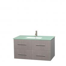 Wyndham Collection WCVW00942SGOGGUNSMXX - 42 inch Single Bathroom Vanity in Gray Oak, Green Glass Countertop, Undermount Square Sink, and No