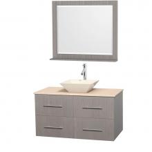 Wyndham Collection WCVW00942SGOIVD2BM36 - 42 inch Single Bathroom Vanity in Gray Oak, Ivory Marble Countertop, Pyra Bone Porcelain Sink, and