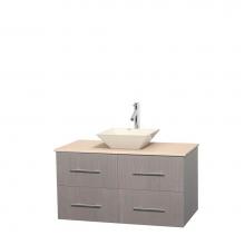 Wyndham Collection WCVW00942SGOIVD2BMXX - 42 inch Single Bathroom Vanity in Gray Oak, Ivory Marble Countertop, Pyra Bone Porcelain Sink, and