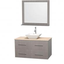 Wyndham Collection WCVW00942SGOIVD2WM36 - 42 inch Single Bathroom Vanity in Gray Oak, Ivory Marble Countertop, Pyra White Porcelain Sink, an