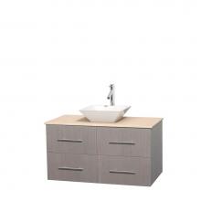 Wyndham Collection WCVW00942SGOIVD2WMXX - 42 inch Single Bathroom Vanity in Gray Oak, Ivory Marble Countertop, Pyra White Porcelain Sink, an