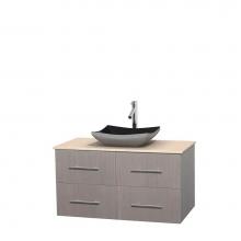 Wyndham Collection WCVW00942SGOIVGS1MXX - 42 inch Single Bathroom Vanity in Gray Oak, Ivory Marble Countertop, Altair Black Granite Sink, an