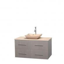 Wyndham Collection WCVW00942SGOIVGS2MXX - 42 inch Single Bathroom Vanity in Gray Oak, Ivory Marble Countertop, Avalon Ivory Marble Sink, and