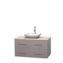 Wyndham Collection WCVW00942SGOIVGS3MXX - 42 inch Single Bathroom Vanity in Gray Oak, Ivory Marble Countertop, Avalon White Carrara Marble S