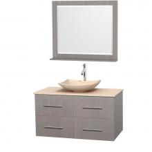 Wyndham Collection WCVW00942SGOIVGS5M36 - 42 inch Single Bathroom Vanity in Gray Oak, Ivory Marble Countertop, Arista Ivory Marble Sink, and