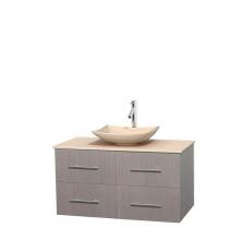 Wyndham Collection WCVW00942SGOIVGS5MXX - 42 inch Single Bathroom Vanity in Gray Oak, Ivory Marble Countertop, Arista Ivory Marble Sink, and