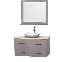 Wyndham Collection WCVW00942SGOIVGS6M36 - 42 inch Single Bathroom Vanity in Gray Oak, Ivory Marble Countertop, Arista White Carrara Marble S