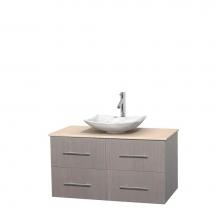 Wyndham Collection WCVW00942SGOIVGS6MXX - 42 inch Single Bathroom Vanity in Gray Oak, Ivory Marble Countertop, Arista White Carrara Marble S