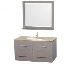 Wyndham Collection WCVW00942SGOIVUNSM36 - 42 inch Single Bathroom Vanity in Gray Oak, Ivory Marble Countertop, Undermount Square Sink, and 3