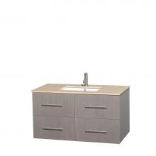 Wyndham Collection WCVW00942SGOIVUNSMXX - 42 inch Single Bathroom Vanity in Gray Oak, Ivory Marble Countertop, Undermount Square Sink, and N