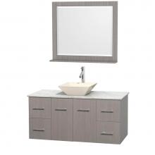 Wyndham Collection WCVW00948SGOCMD2BM36 - 48 inch Single Bathroom Vanity in Gray Oak, White Carrara Marble Countertop, Pyra Bone Porcelain S