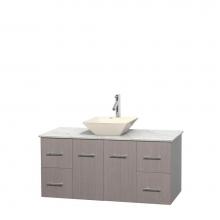 Wyndham Collection WCVW00948SGOCMD2BMXX - 48 inch Single Bathroom Vanity in Gray Oak, White Carrara Marble Countertop, Pyra Bone Porcelain S