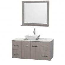 Wyndham Collection WCVW00948SGOCMD2WM36 - 48 inch Single Bathroom Vanity in Gray Oak, White Carrara Marble Countertop, Pyra White Porcelain