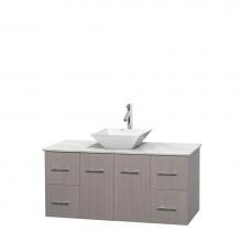 Wyndham Collection WCVW00948SGOCMD2WMXX - 48 inch Single Bathroom Vanity in Gray Oak, White Carrara Marble Countertop, Pyra White Porcelain