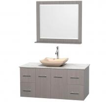 Wyndham Collection WCVW00948SGOCMGS2M36 - 48 inch Single Bathroom Vanity in Gray Oak, White Carrara Marble Countertop, Avalon Ivory Marble S