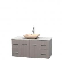 Wyndham Collection WCVW00948SGOCMGS2MXX - 48 inch Single Bathroom Vanity in Gray Oak, White Carrara Marble Countertop, Avalon Ivory Marble S