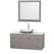 Wyndham Collection WCVW00948SGOCMGS3M36 - 48 inch Single Bathroom Vanity in Gray Oak, White Carrara Marble Countertop, Avalon White Carrara