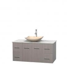 Wyndham Collection WCVW00948SGOCMGS5MXX - 48 inch Single Bathroom Vanity in Gray Oak, White Carrara Marble Countertop, Arista Ivory Marble S