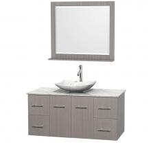 Wyndham Collection WCVW00948SGOCMGS6M36 - 48 inch Single Bathroom Vanity in Gray Oak, White Carrara Marble Countertop, Arista White Carrara