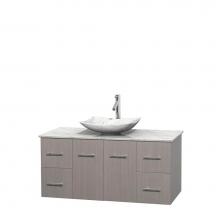 Wyndham Collection WCVW00948SGOCMGS6MXX - 48 inch Single Bathroom Vanity in Gray Oak, White Carrara Marble Countertop, Arista White Carrara