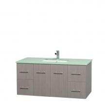 Wyndham Collection WCVW00948SGOGGUNSMXX - 48 inch Single Bathroom Vanity in Gray Oak, Green Glass Countertop, Undermount Square Sink, and No