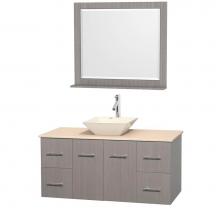 Wyndham Collection WCVW00948SGOIVD2BM36 - 48 inch Single Bathroom Vanity in Gray Oak, Ivory Marble Countertop, Pyra Bone Porcelain Sink, and