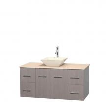 Wyndham Collection WCVW00948SGOIVD2BMXX - 48 inch Single Bathroom Vanity in Gray Oak, Ivory Marble Countertop, Pyra Bone Porcelain Sink, and