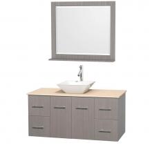 Wyndham Collection WCVW00948SGOIVD2WM36 - 48 inch Single Bathroom Vanity in Gray Oak, Ivory Marble Countertop, Pyra White Porcelain Sink, an