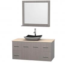 Wyndham Collection WCVW00948SGOIVGS1M36 - 48 inch Single Bathroom Vanity in Gray Oak, Ivory Marble Countertop, Altair Black Granite Sink, an