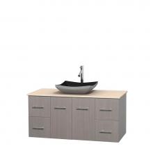 Wyndham Collection WCVW00948SGOIVGS1MXX - 48 inch Single Bathroom Vanity in Gray Oak, Ivory Marble Countertop, Altair Black Granite Sink, an