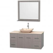 Wyndham Collection WCVW00948SGOIVGS2M36 - 48 inch Single Bathroom Vanity in Gray Oak, Ivory Marble Countertop, Avalon Ivory Marble Sink, and