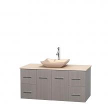 Wyndham Collection WCVW00948SGOIVGS2MXX - 48 inch Single Bathroom Vanity in Gray Oak, Ivory Marble Countertop, Avalon Ivory Marble Sink, and