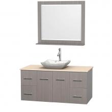 Wyndham Collection WCVW00948SGOIVGS3M36 - 48 inch Single Bathroom Vanity in Gray Oak, Ivory Marble Countertop, Avalon White Carrara Marble S