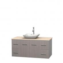 Wyndham Collection WCVW00948SGOIVGS3MXX - 48 inch Single Bathroom Vanity in Gray Oak, Ivory Marble Countertop, Avalon White Carrara Marble S