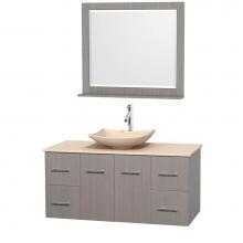 Wyndham Collection WCVW00948SGOIVGS5M36 - 48 inch Single Bathroom Vanity in Gray Oak, Ivory Marble Countertop, Arista Ivory Marble Sink, and